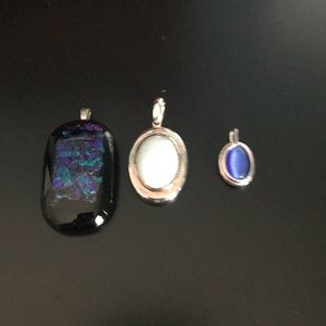 3 silver pendants EXC COND